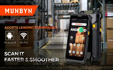 Munbyn Android 13 Rugged Handheld Barcode Scanner - WiFi 6, NFC