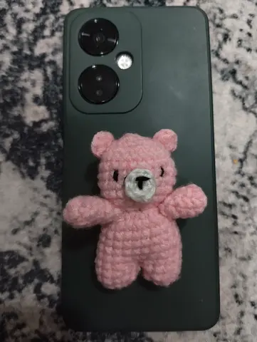Handmade small pink crochet teddy bear plush