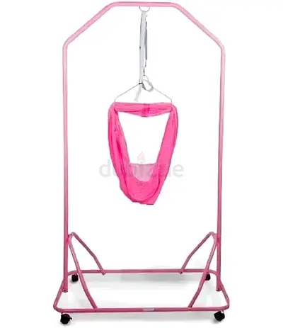 Baby cradle pink color with springs & metal stands