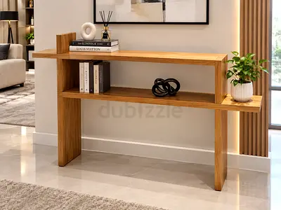 Crate and barrel Minimalist Oak Console Table / Entryway Shelf - Slim Design