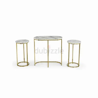 New Cavon Kells Genuine Marble Top Nest of Tables - Set of 3