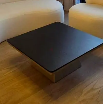 Brand New-Modern Low Square Coffee Table with Dark Top- Real solid wood