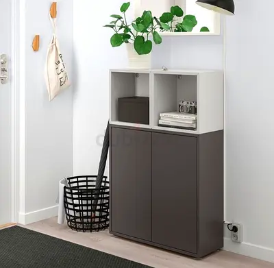 IKEA EKET Large Storage Cabinet + Bedside Table | White & Dark Grey | Set of 2