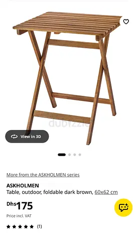 IKEA ASKHOLMEN folding outdoor table - dark brown, 60x62 cm