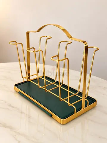Luxury Gold Metal Organizer with Dark Green Tray