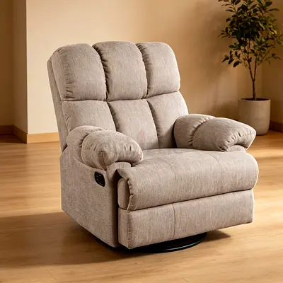 New Billow Swivel and Glider Fabric Arm Recliner