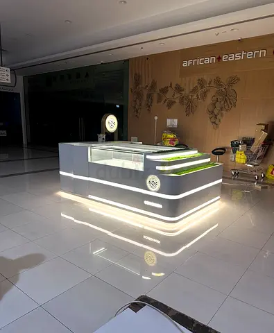Almost New 3x2m Premium Retail Kiosk – Corian & LED Lighting