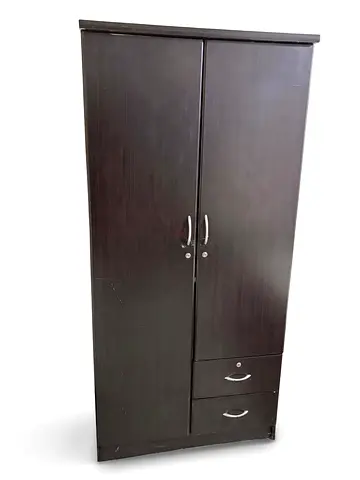 Dark Wood 2-Door Wardrobe with 2 Drawers