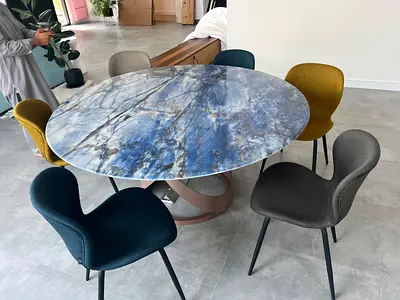 Selling high quality pure marble round dining table with chairs
