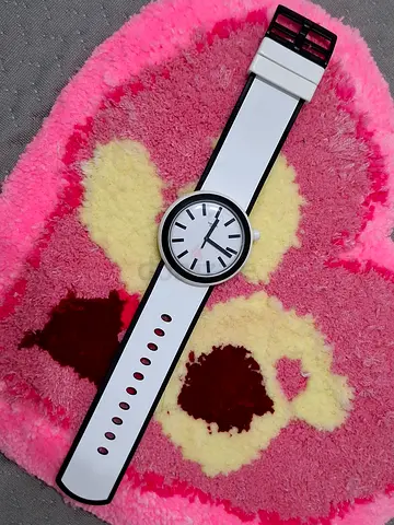 White fashion silicone wristwatch - used Swatch brand