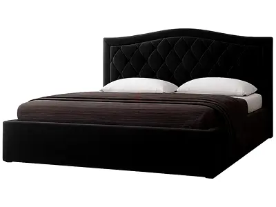 King size upholstered bed frame with tufted headboard - black