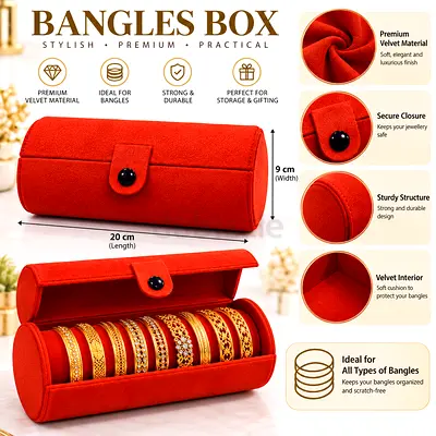 Luxury Red Velvet Bangle Box – Elegant Jewellery Organizer & Gift Storage Case