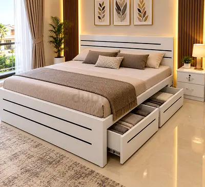 Brand new King size Wooden bed with drawer Storage Available