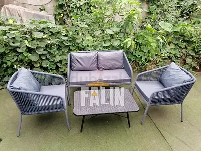 4-piece Outdoor Rattan Patio Seating Set with Cushions