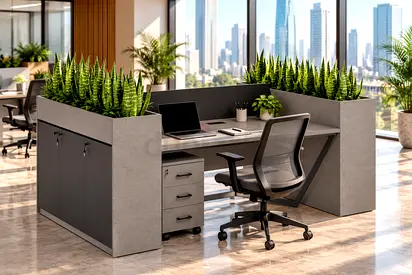 Jade Two-Person Workstation with Planter Boxes in Dubai