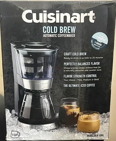 Cuisinart  Automatic Cold Brew Coffeemaker with 7-Cup Glass Carafe, Silver and Black