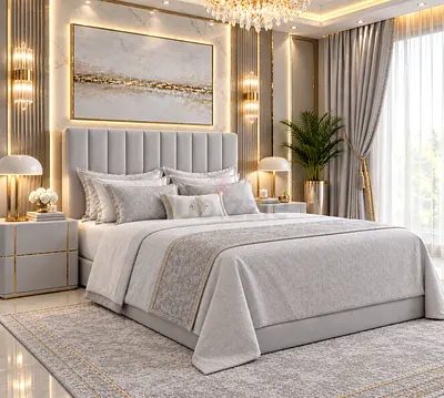 New Elegant Grey queen bed Upholstered Bed with medical mattress storage bed and queen size bed