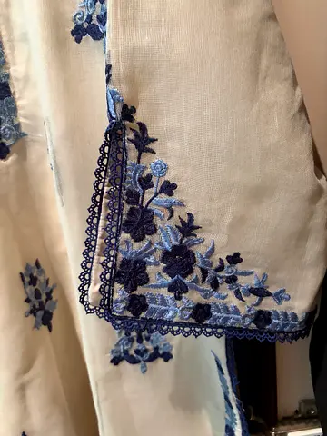 Pakistani elegant gorgeous blue floral embroidered 2 piece suit dupatta and shirt.perfect  condition