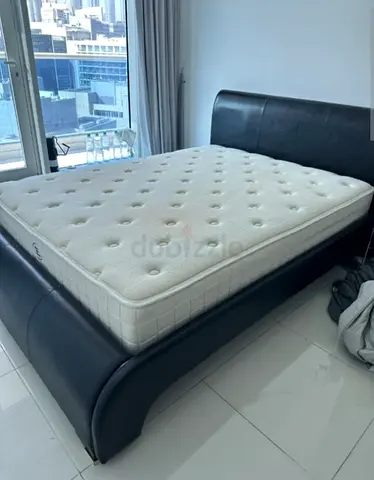 Bed with side tables and mattress for sale