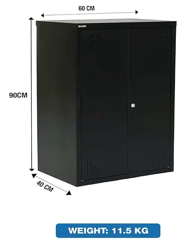 Black Metal Storage Cabinet / Locker - 60x40x90cm with Lock