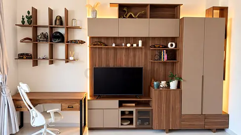 Premium Custom TV Library Wall Unit with Wardrobe, Drawers & Storage – 311cm - negotiable