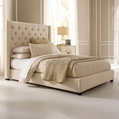 Elegant Luxury Velvet Bed Single Size with Spring Mattress