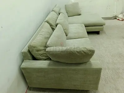 West elm velvet gray lshape sofa