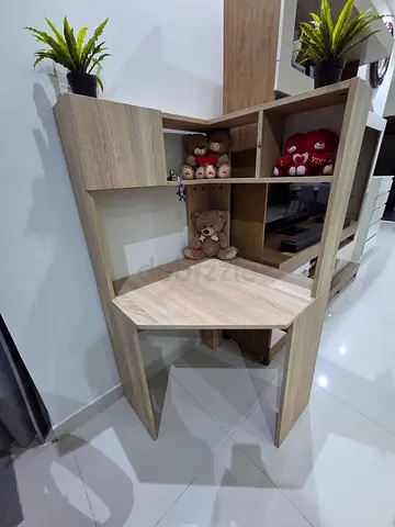 Corner computer desk with shelving. Very clean, neat and flawless.