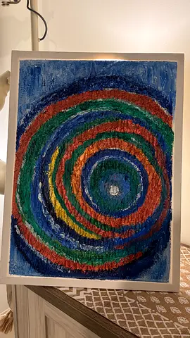 Hand-painted Abstract Concentric Circles Painting on Canvas