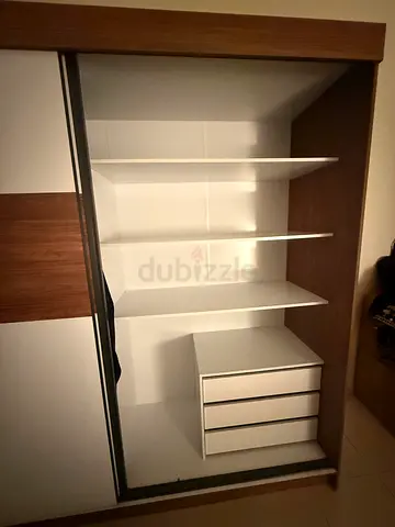 Wooden Sliding Wardrobe with Compartments and drawers - EXCELLENT CONDITION
