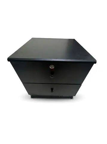 Black Wooden 2-Drawer Nightstand / Bedside Table with Lock