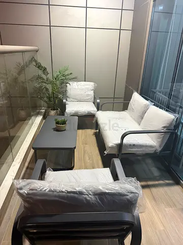 Tinka 4-Seater Steel Outdoor Sofa Set with Table (Grey)