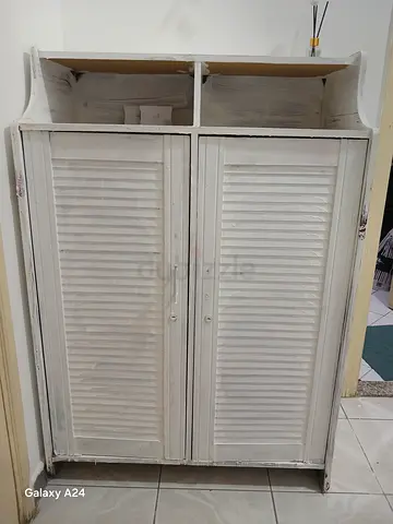 White Shoe Rack Cabinet with Double Doors – 80aed
