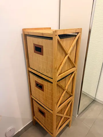 Wooden 3-Drawer Woven Front Cabinet / Storage Chest