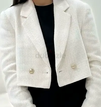 Cropped White Tweed Blazer - Women’s Jacket, Zara
