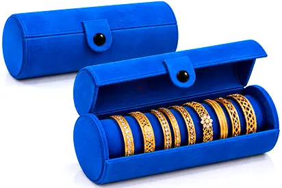 Luxury Blue Velvet Bangle Box – Elegant Jewellery Organizer & Gift Storage Case