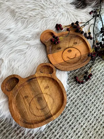 Handcrafted Walnut Bear Dish 🐻 Sweet Snack Plate, Ring Tray & Vanity Catchall