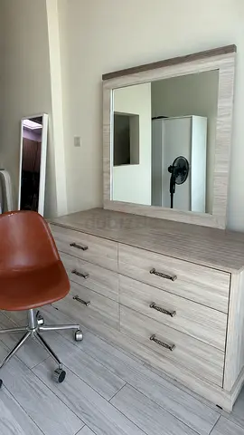 Home Centre 6 drawer Dresser with mirror + Chair FREE - 500 AED