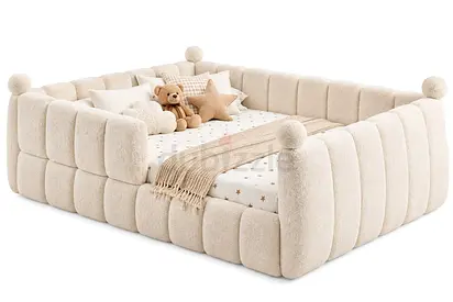 New stylish 90*190 boucle covered soft bed for kids