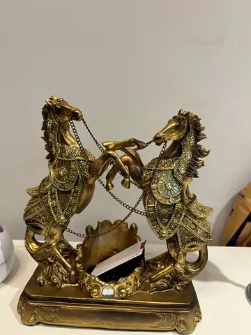 Horse Statue Pair with Decorative Base