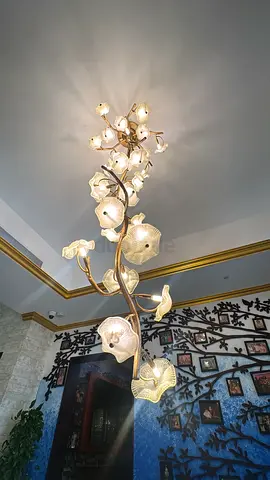 Elegant Gold Branch Chandelier with Glass Flower Shades