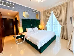 0% commission, marina luxury master bedroom with attached washroom, balcony,living area with kitchen