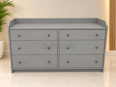 Grey 6-Drawer Dresser / Changing Unit - Modern, Good Condition