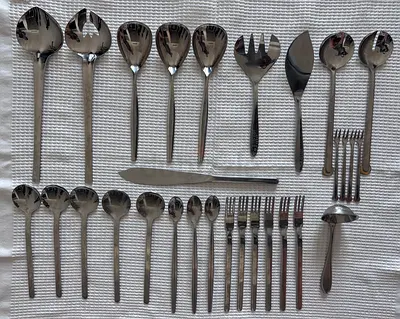 WMG German Brand - Stainless Steel Cutlery Set - Assorted Serving Spoons, Forks & Ladle (Light Use)