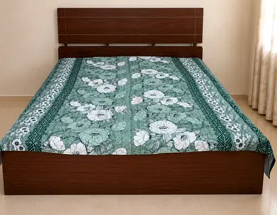 Double Bed Frame with Headboard - Dark Wood Finish