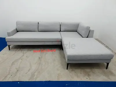 West Elm light grey lshape sofa