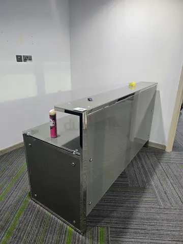 Modern glass computer desk with storage drawer - good condition