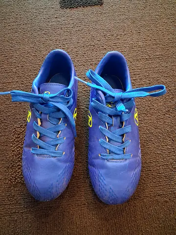 Pair of blue men's/unisex sports shoes, size not specified