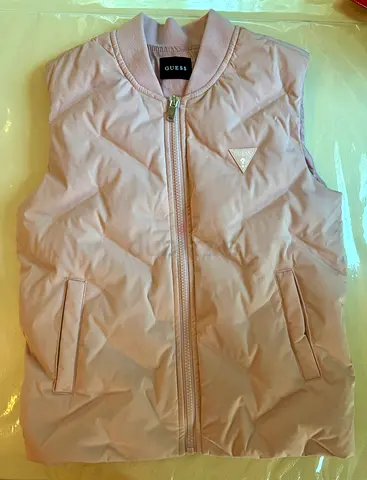 Guess light pink and beige quilted sleeveless vest - duck down 30dhs each
