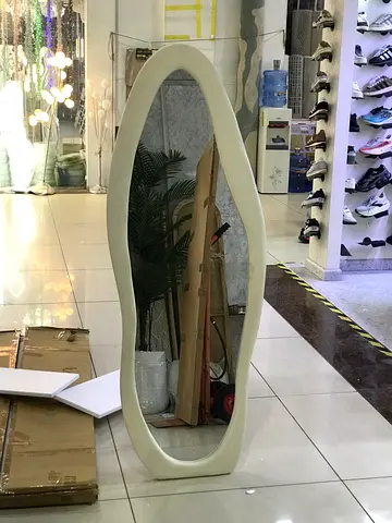 Full length mirror oval shap mirror white cotton frame
